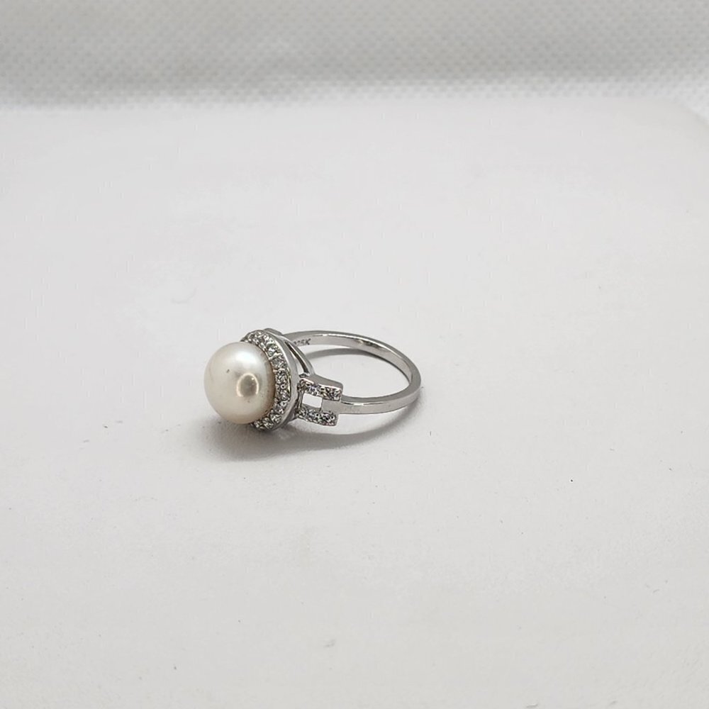 Brand New Sterling Silver 925 Pearl Round Ring - Picture 3 of 6